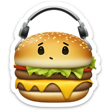 cheeseburger man in pain and crying wearing headphones sticker