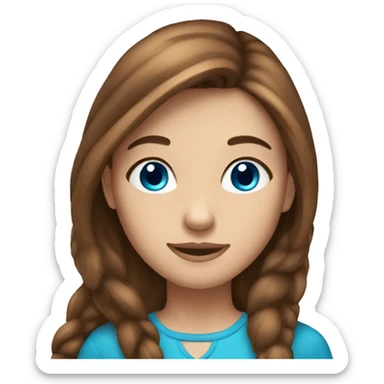 girl with long brown hair, fair skin, blue eyes sticker