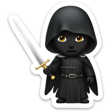 angel in black clothes with hidden face and holding asword sticker