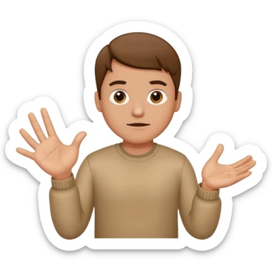 Make someone shrugging make it a guy and on the left hand put a 6 there and 7 on the other  sticker