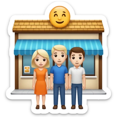 Only two grown characters + shop building sticker