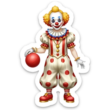 clown with golden chain on the neck playing ball full height sticker