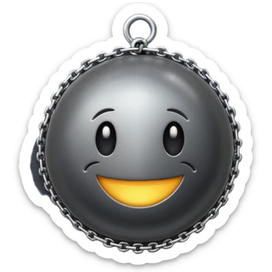 iPhone text message emoji size ball, and chain with spikes sticker