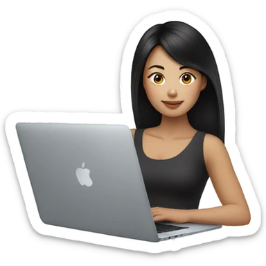 black-hair-asian-girls-with-MacBook sticker