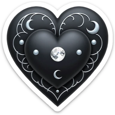 goth themed heart with moon phases sticker