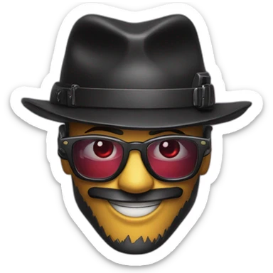 crazy-funny-cyberpunk-reddragon-head-with-beautiful-smile-wearing-glasses-and-hat sticker