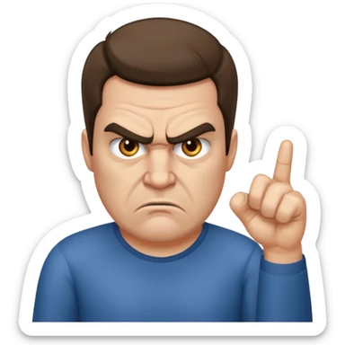 angry man pointing fingure at himself sticker