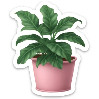 Pink plant in pale pink pot sticker