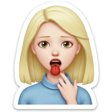 A girl choking herself sticker