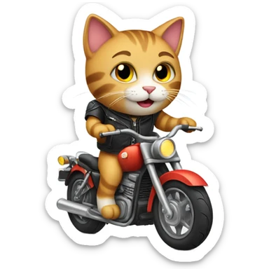 cat riding a motorcycle sticker