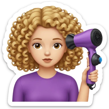 a girl scrunching her curls with a blow dryer  sticker