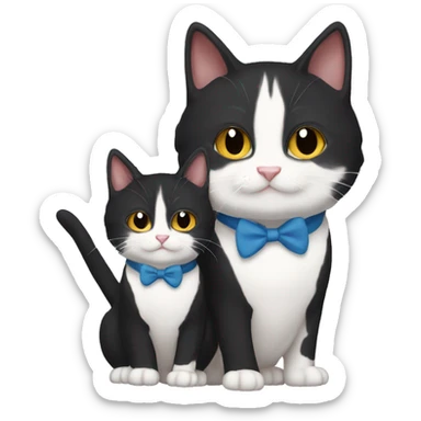 Adult male tuxedo cat with kitten male tabby cat  sticker