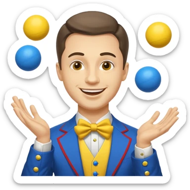 circus juggler zelensky juggling two balls blue and yellow sticker