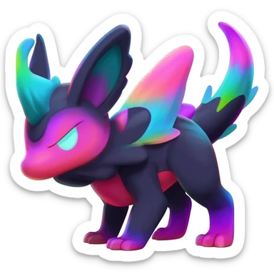 Dark vibrant pastel bright neon colorful edgy exotic painted Fakémon-Pokémon-Vernid-creature sticker