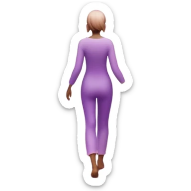 A small figure walks back across a foggy bridge, holding soft pink and purple orbs in each hand—symbolizing compassion and forgiveness. A gentle heart aura trails behind them, showing healing in motion. sticker