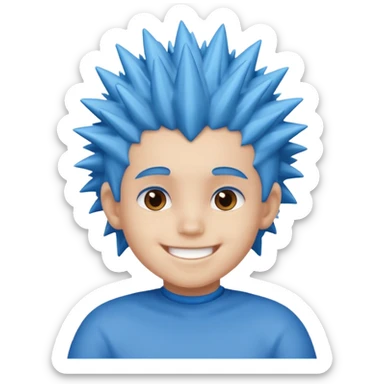 blue spiky haired kid  sticker
