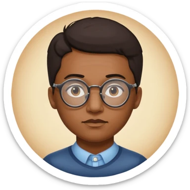 une personne de face avec des detail et des accessoirs/lunettes dans un rond  sticker