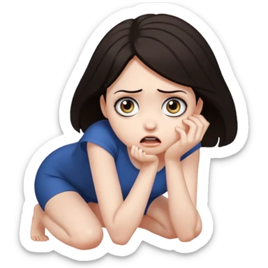 frightened woman crouching sticker