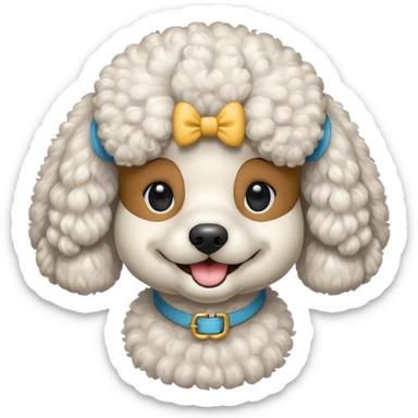 Make me a poodle dog with a smile with brackets  sticker