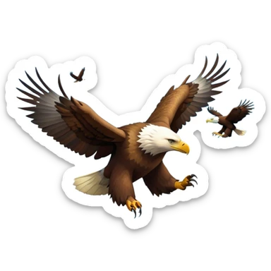 Collage of wild animals: a majestic bear in a lush green forest, a soaring eagle in the sky. A vibrant and detailed nature scene, capturing the beauty of wildlife. Transparent background. sticker