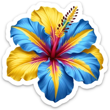 aestetic hawaian flower blue and yellow sticker