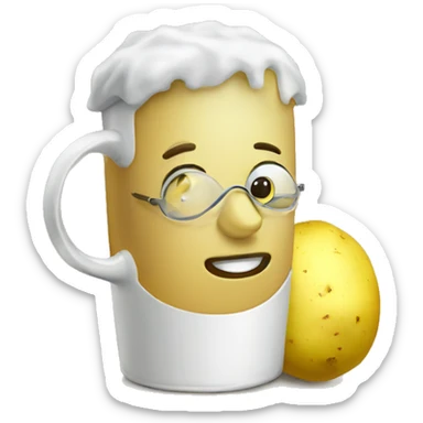 a potato drinking lemon tea  sticker