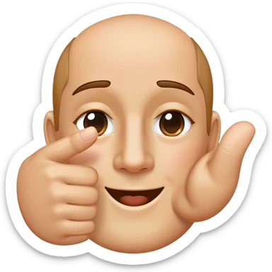 voglio che ci sia una faccia in cui la mano con il pollice sinistro  alzato e le altre dita della mano sinistra coprano orizzontalmente gli occhi e la mano destra distanziata dalla faccia fa il simbolo della L con l'indice verso l'alto e il pollice verso sinistra sticker