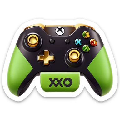 Clash of Clans aesthetic: Cinematic Playful Xbox One Console Portrait Emoji, rendered in a 3D vector-style similar to standard emojis with minimal shading and bold, simplified shapes. A compact, distinct form with signature details, softly glowing with a modern gaming energy charm. Simplified yet unmistakably iconic, highly detailed and consistent, glowing with a soft radiance and high shine. Stylized with a touch of next-gen innovation and a soft glowing outline, capturing the essence of a beloved gaming relic with a friendly, playful manner! sticker