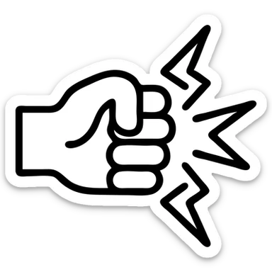 power punch icon for fighting game, pictogram style, fist charging forward with shockwaves spreading sticker