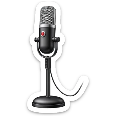 cardioid podcast microphone, with its base sticker