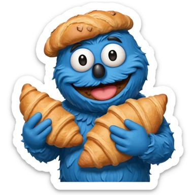 emoji from a french cookie monster with croissant sticker