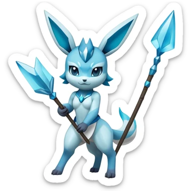 The Pokémon Glaceon carrying a spear on her back sticker