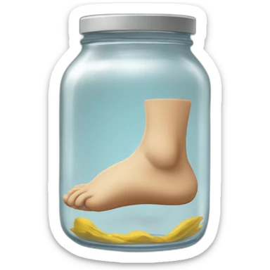 an empty transparent jar on the floor between two human feet,-inside,-in-the-jar,-unsafe,safe sticker