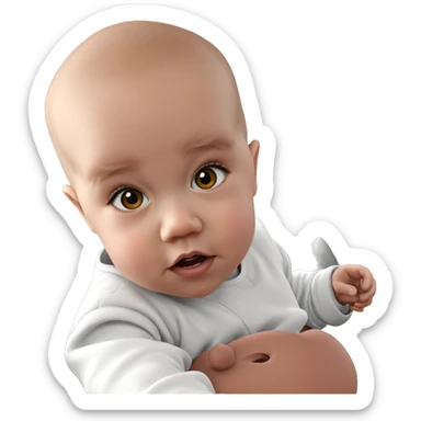 bald girl relaxing on couch sticker