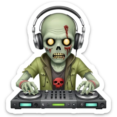 Zombie Dj cartoon cute sticker