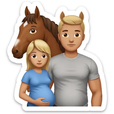 pregnant man  with horse sticker