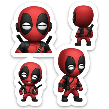Cute deadpool character full body  sticker