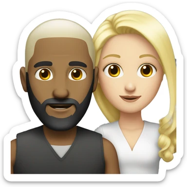 Blonde girl with bald white man with dark beard  sticker