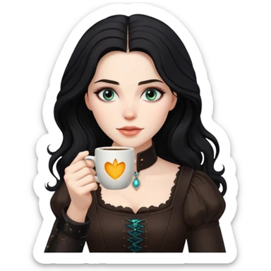 yennefer drinking coffee sticker