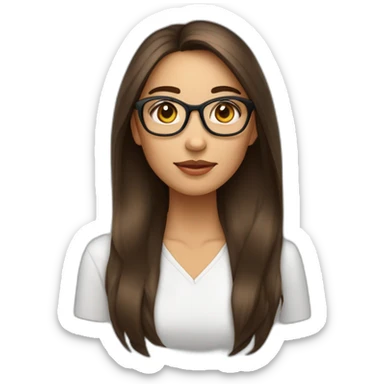 Femme Brune cheveux lisse métisse qui porte des lunette et très belle  sticker