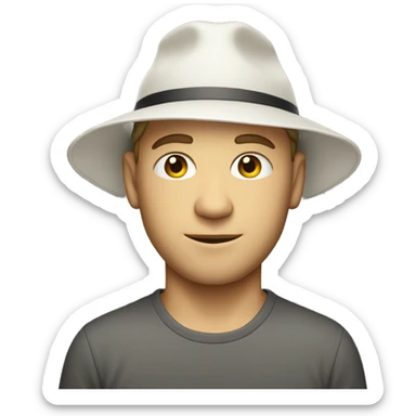 white guy with a hat backwards sticker