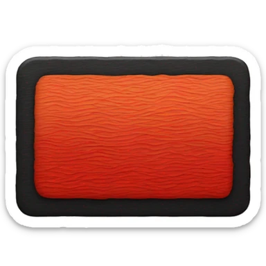 A wavy black and red rectangle with a medium size yellow circle sticker