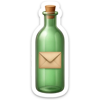 Message letter paper insside green Bottle sticker
