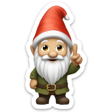 Gnome with the back of his hand in front of him with his finger in the middle pointing up sticker