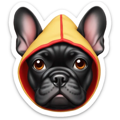black french bulldog in red hood sticker