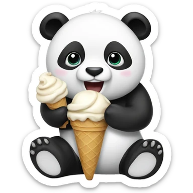 Panda eating ice cream sticker