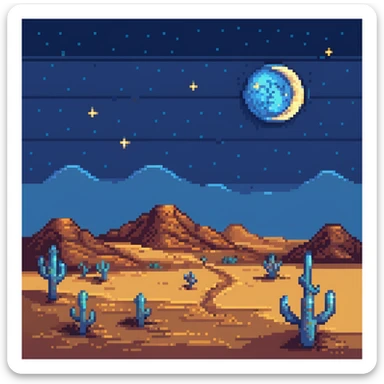 desert night with stars and moon sticker