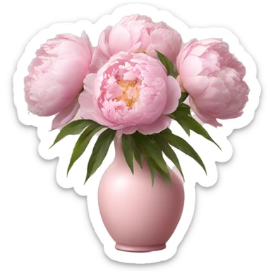 light pink peonies in light pink vase sticker