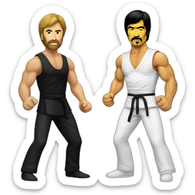 chuck norris hitting bruce lee sticker