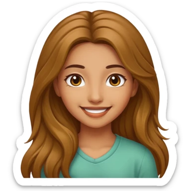 create a girl with hazel long hair, olive colour eyes and beautiful smile sticker